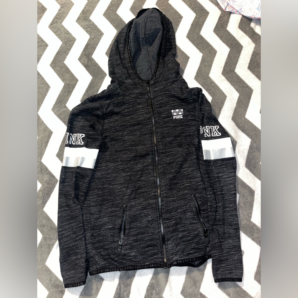 PINK Victoria's Secret Dark Gray Joggers with White Details